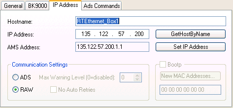 "IP Address" Tab 1: