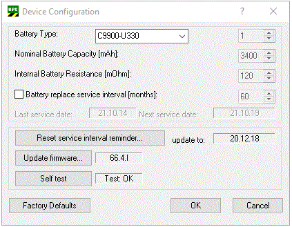 Device configuration dialog 1: