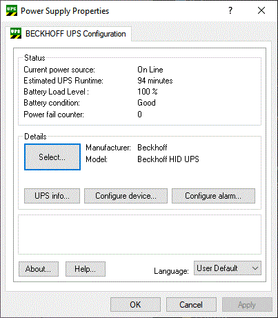 Configuration of the HID UPS 4: