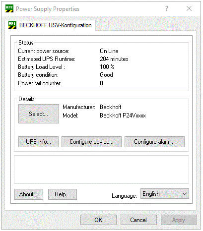 Configuring the Beckhoff P24Vxxxx UPS 5: