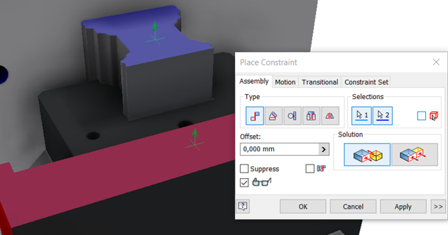 Creating motion axes with "Constrain" 5: