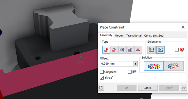 Creating motion axes with "Constrain" 4: