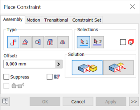 Creating motion axes with "Constrain" 3: