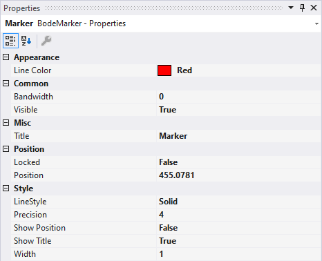 Bode Plot - marker properties 1: