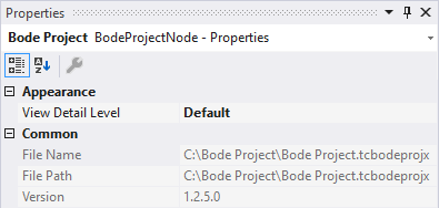 Bode Plot - Project properties 1: