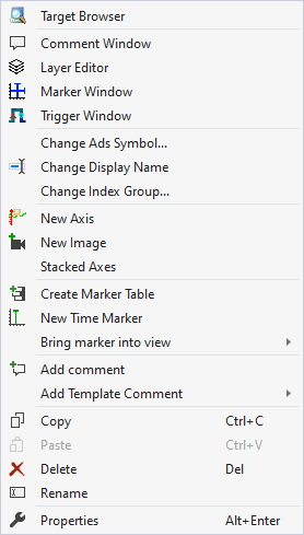 Chart context menu 1: