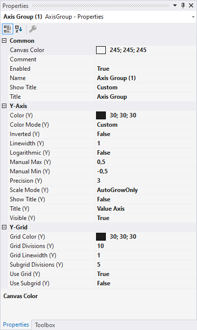 Single bar axis properties 1: