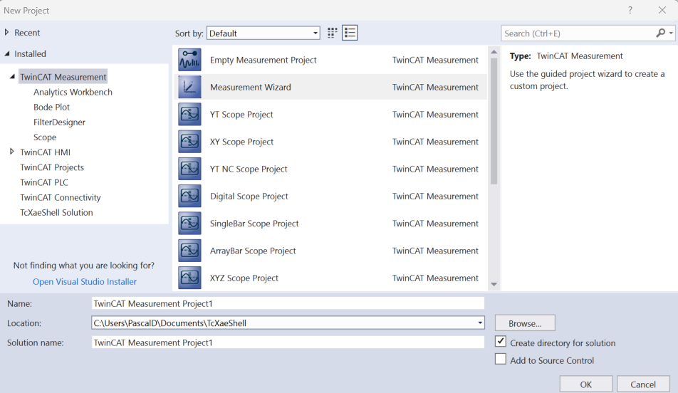 Creating a measurement project 1: