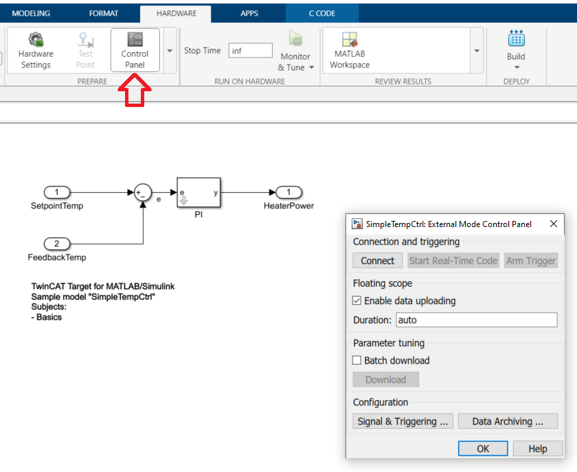 Connecting to External mode 5: