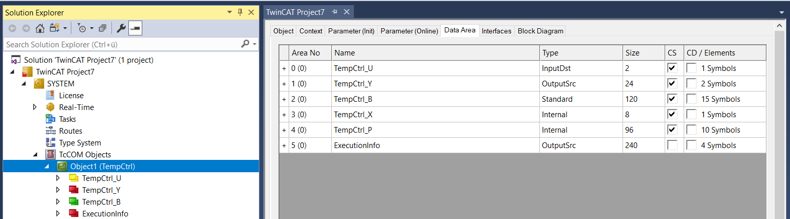 Configuration of data access to data of a TcCOM object 4: