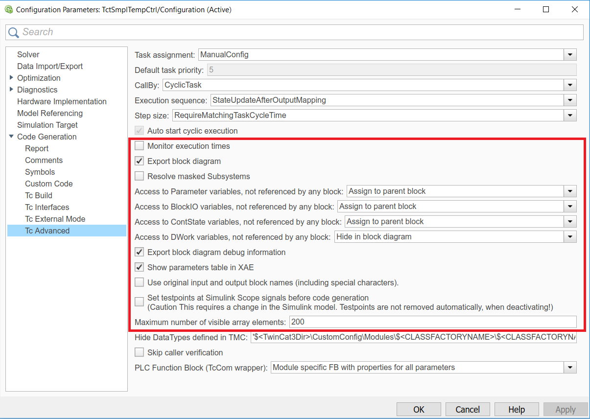 Advanced settings (Tc Advanced) 7: