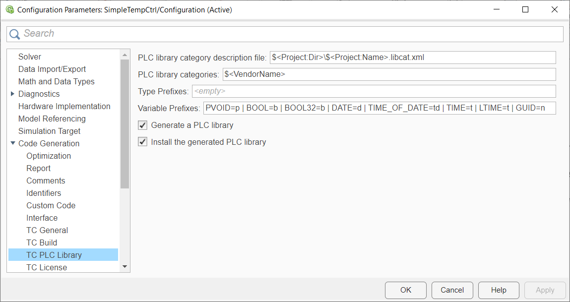 Configuring and installing the PLC library 1: