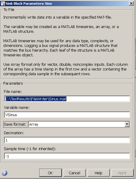 Using the ToFile block 2: