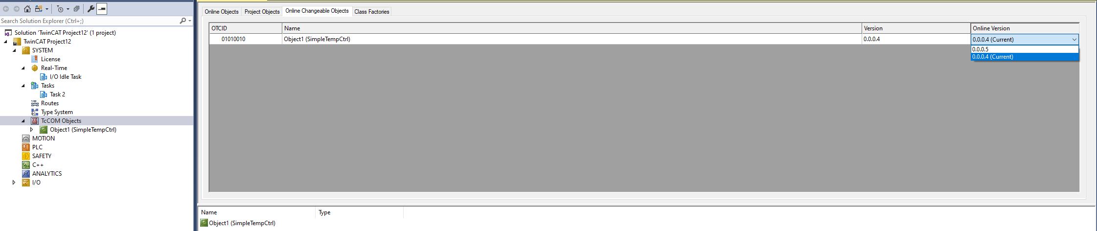Online Change of TcCOM 5: