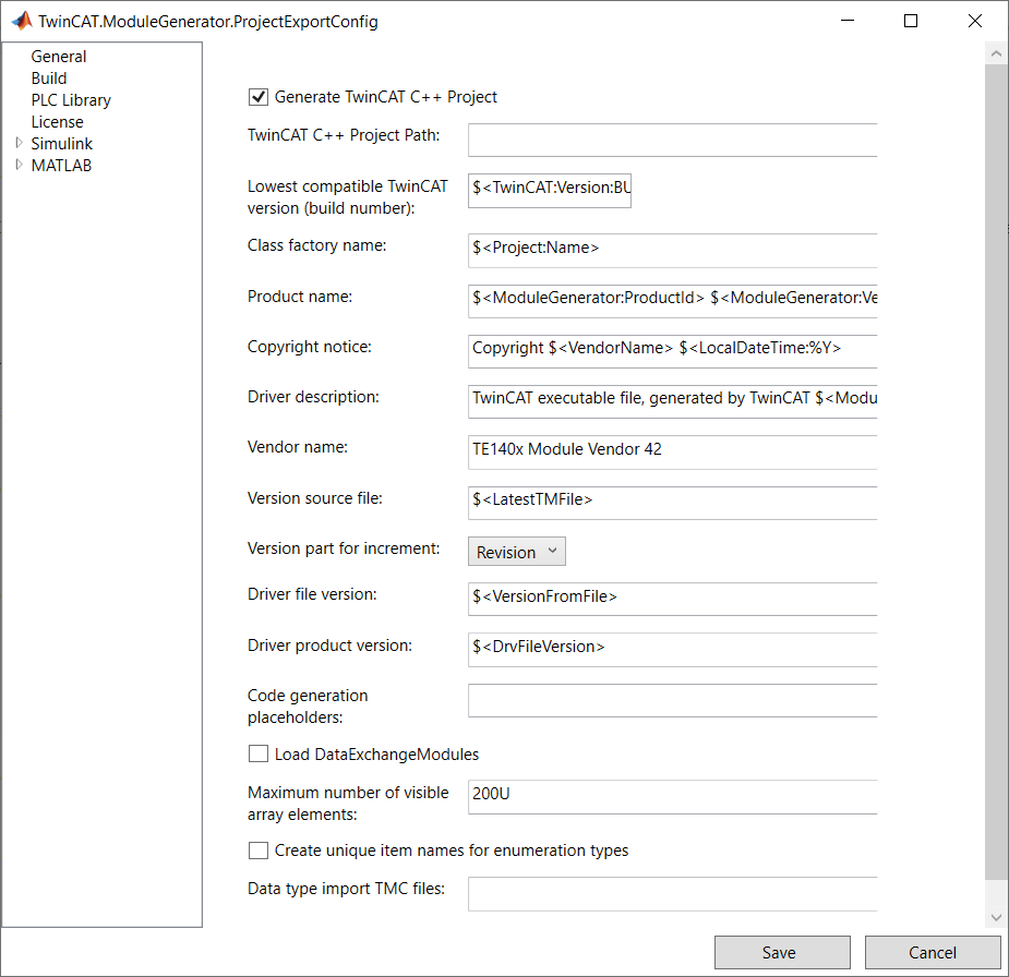 Parameterization of the code generation in Simulink® 3: