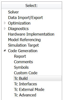 Parameterization of the code generation in Simulink 1: