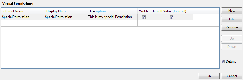 Defining and using virtual permissions of a user control 3: