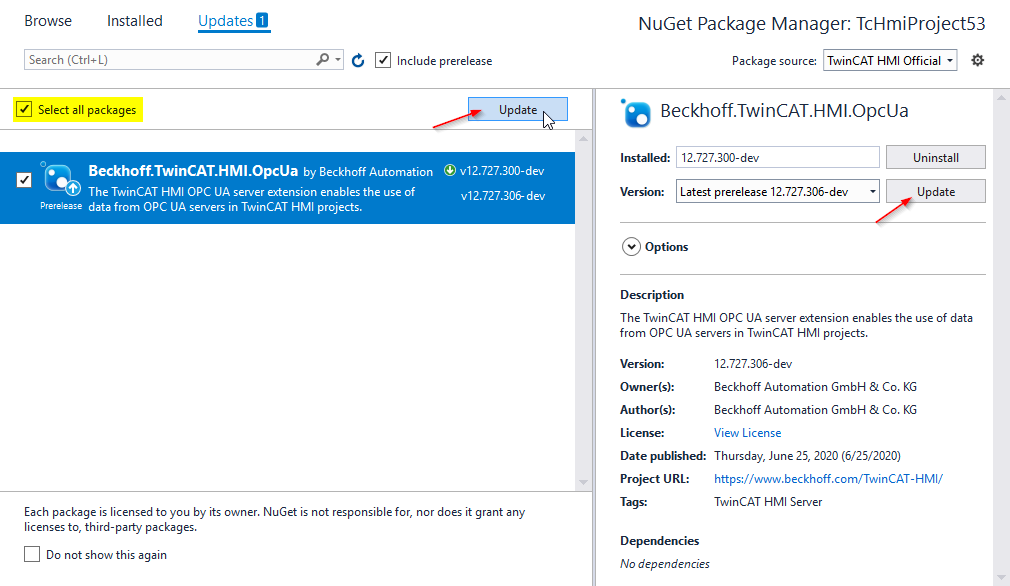 Updating a NuGet package 3: