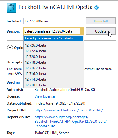Updating a NuGet package 4: