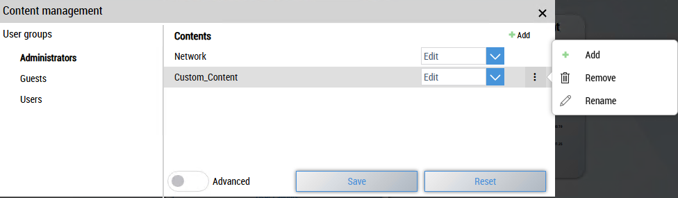 Management of the content pages 6:
