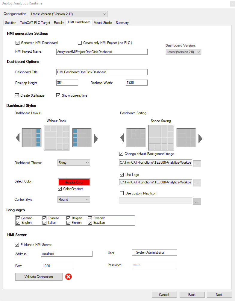 Dashboard Configuration 1: