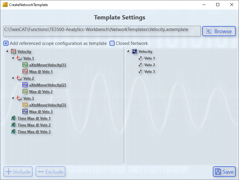 Scope configuration in the network template 3: