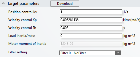 Drive target system parameters 1: