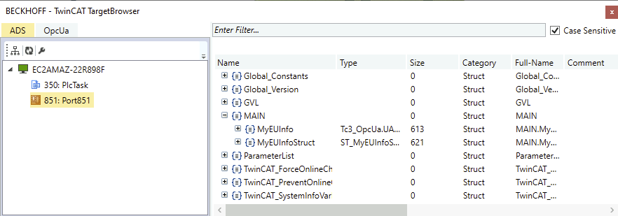 TwinCAT Target Browser 1: