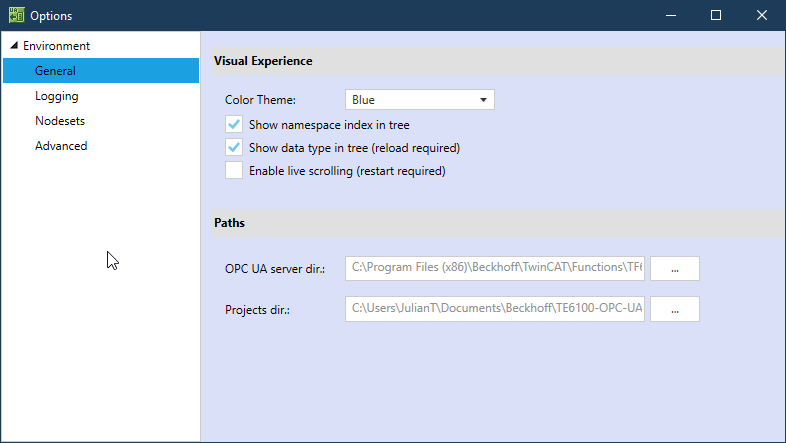 Application and project settings 1: