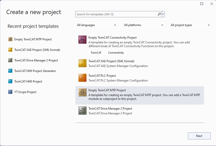 Creating a new MTP project 2: