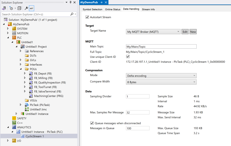 Recording data from the machine 8: