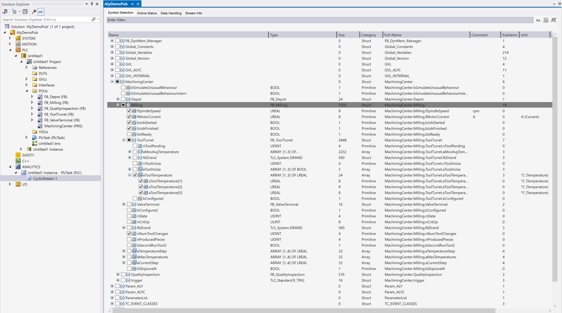 Recording data from the machine 6: