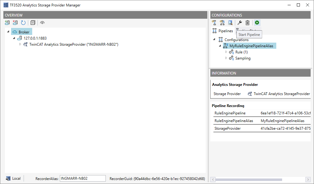 Starting/stopping a RuleEngine pipeline 1: