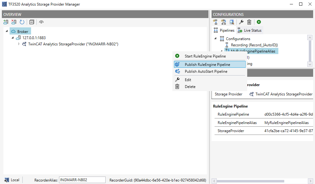 Publishing RuleEngine pipelines 1: