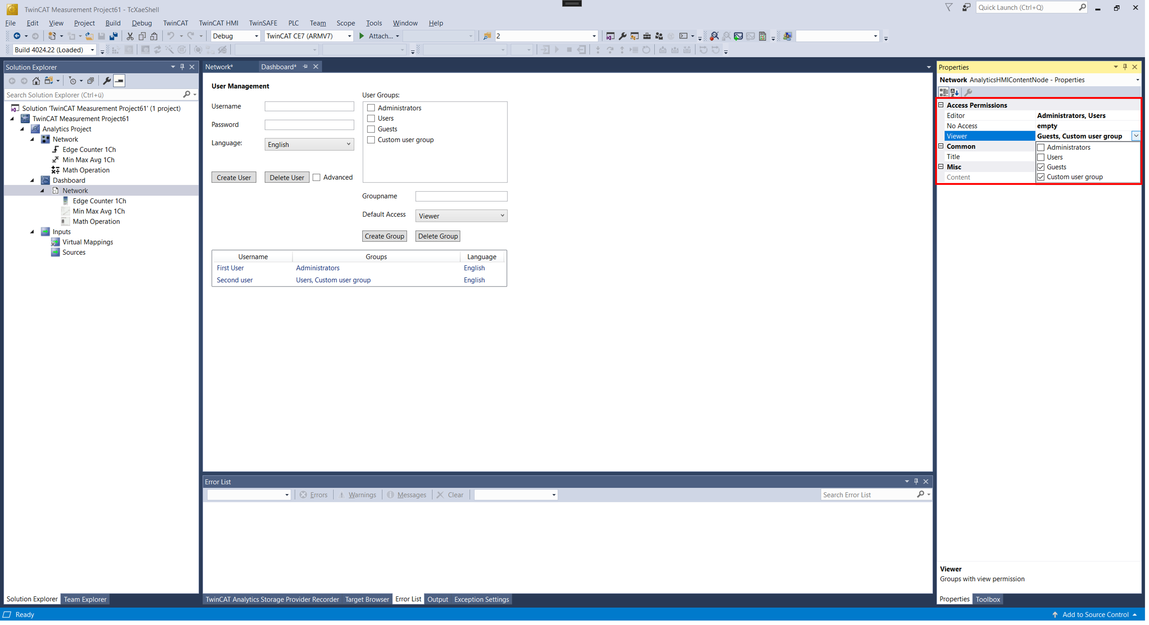 Configure access rights 1: