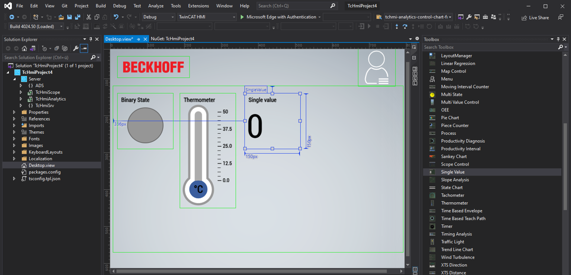 Using the interactive functions in standard TwinCAT HMI projects 3: