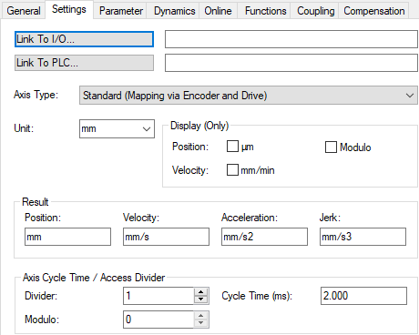 Settings 1: