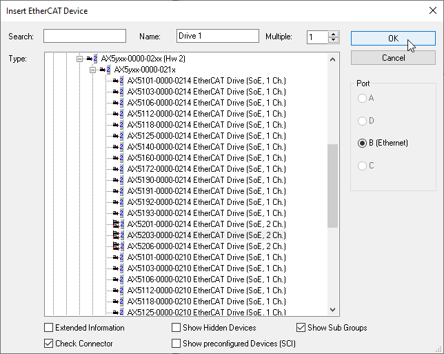 Create AX5000 and NC axis manually 5: