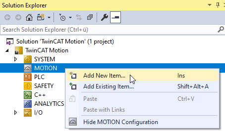 Create simulation axis 1: