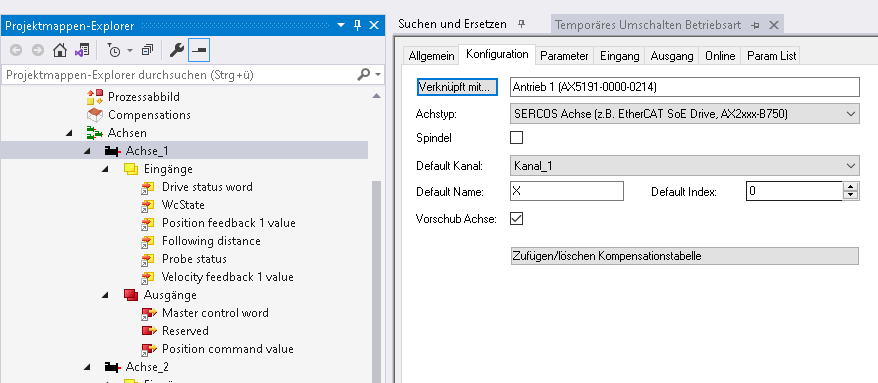 Switching over axes to simulation 1: