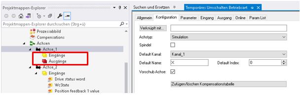 Switching over axes to simulation 2: