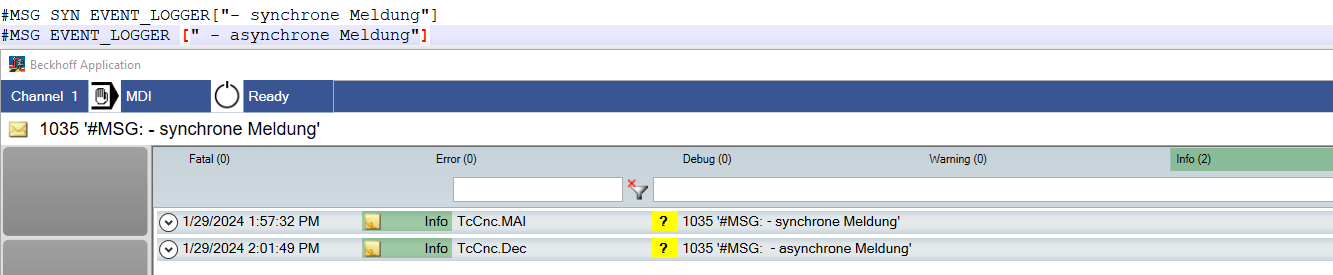 Direct output to Event Logger 2: