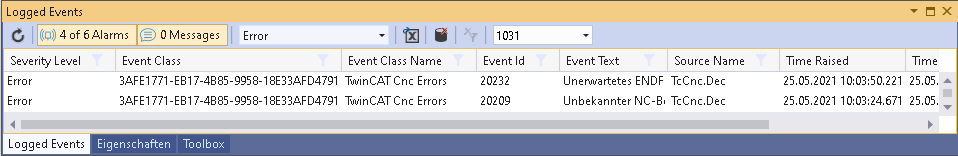 Output format of Event Logger 1: