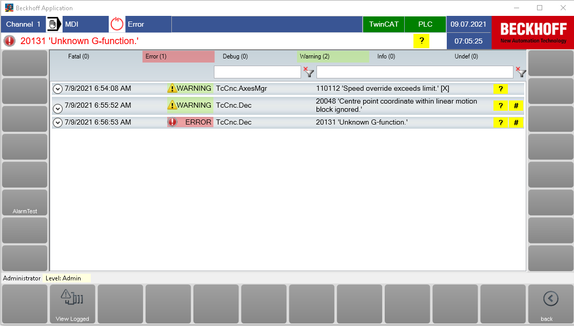 Example of output to HMI 2: