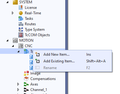 Configuration in TwinCAT 2: