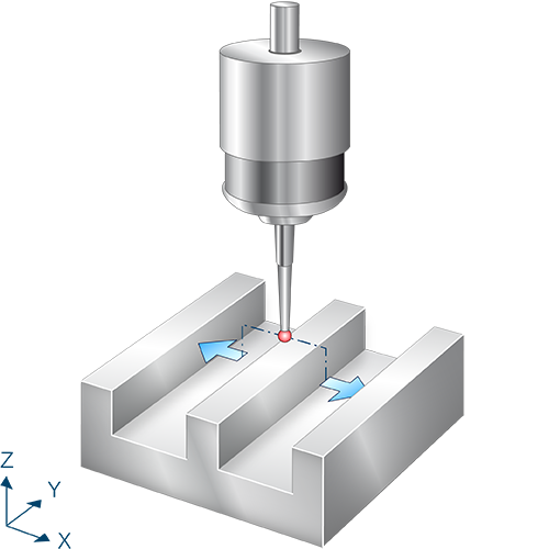Measure slot in X axis with obstacle 1: