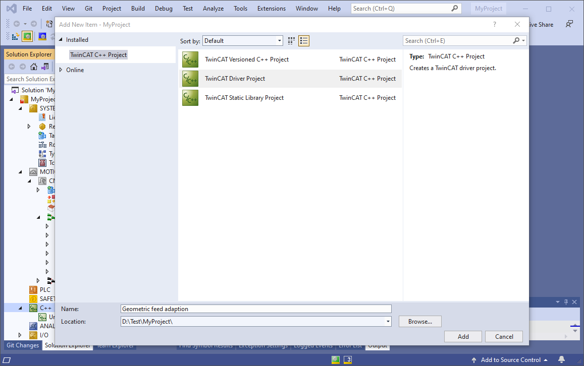 Create an object for geometric feed adaptation 1: