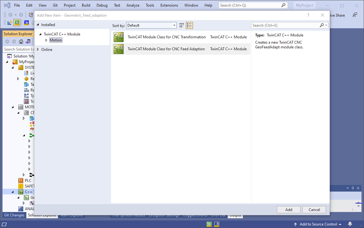 Create an object for geometric feed adaptation 2: