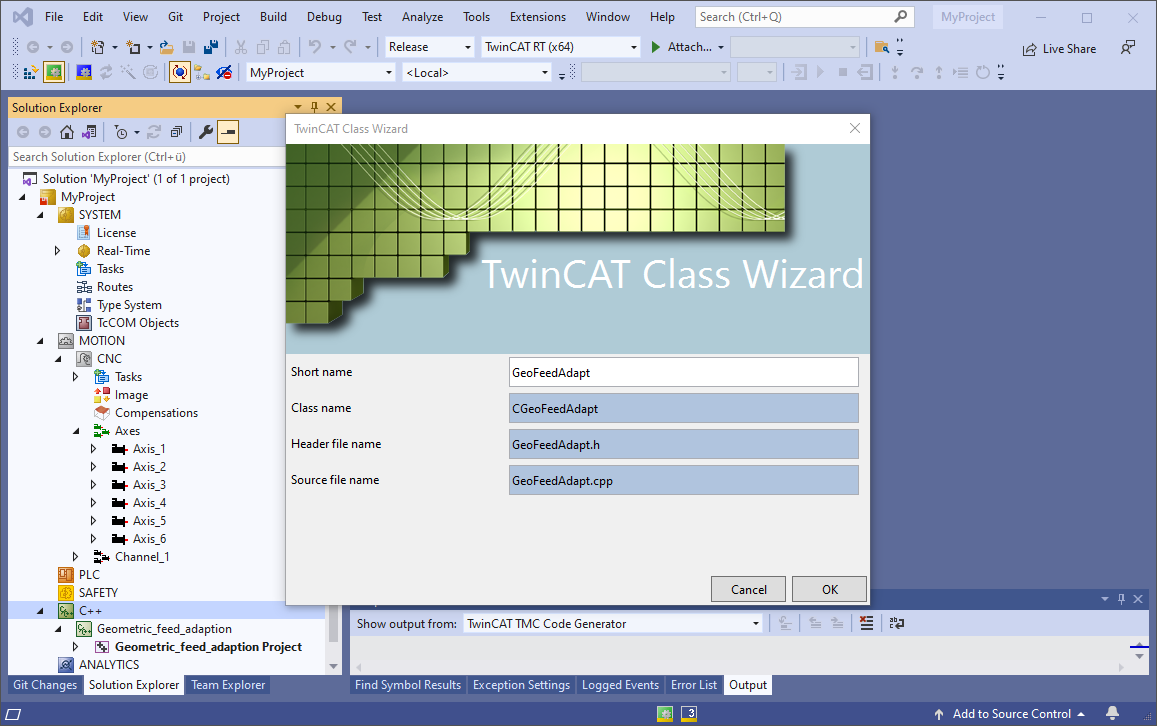 Create an object for geometric feed adaptation 3: