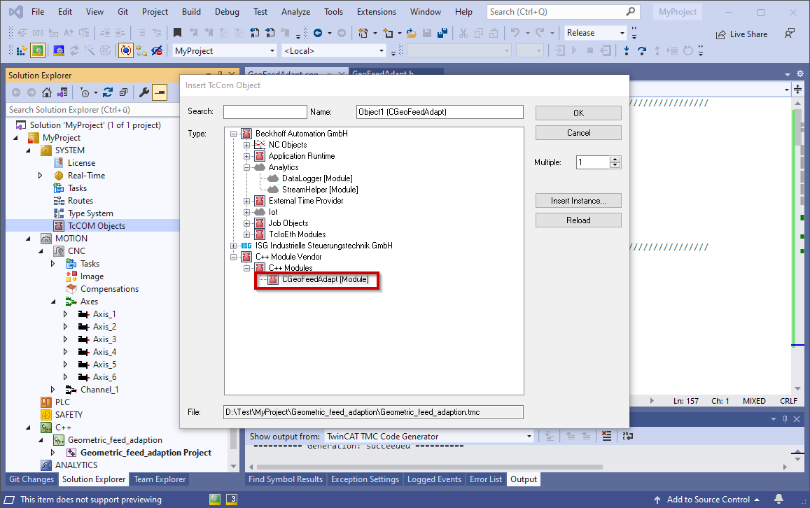 Integrate geometric feed adaptation object 1: